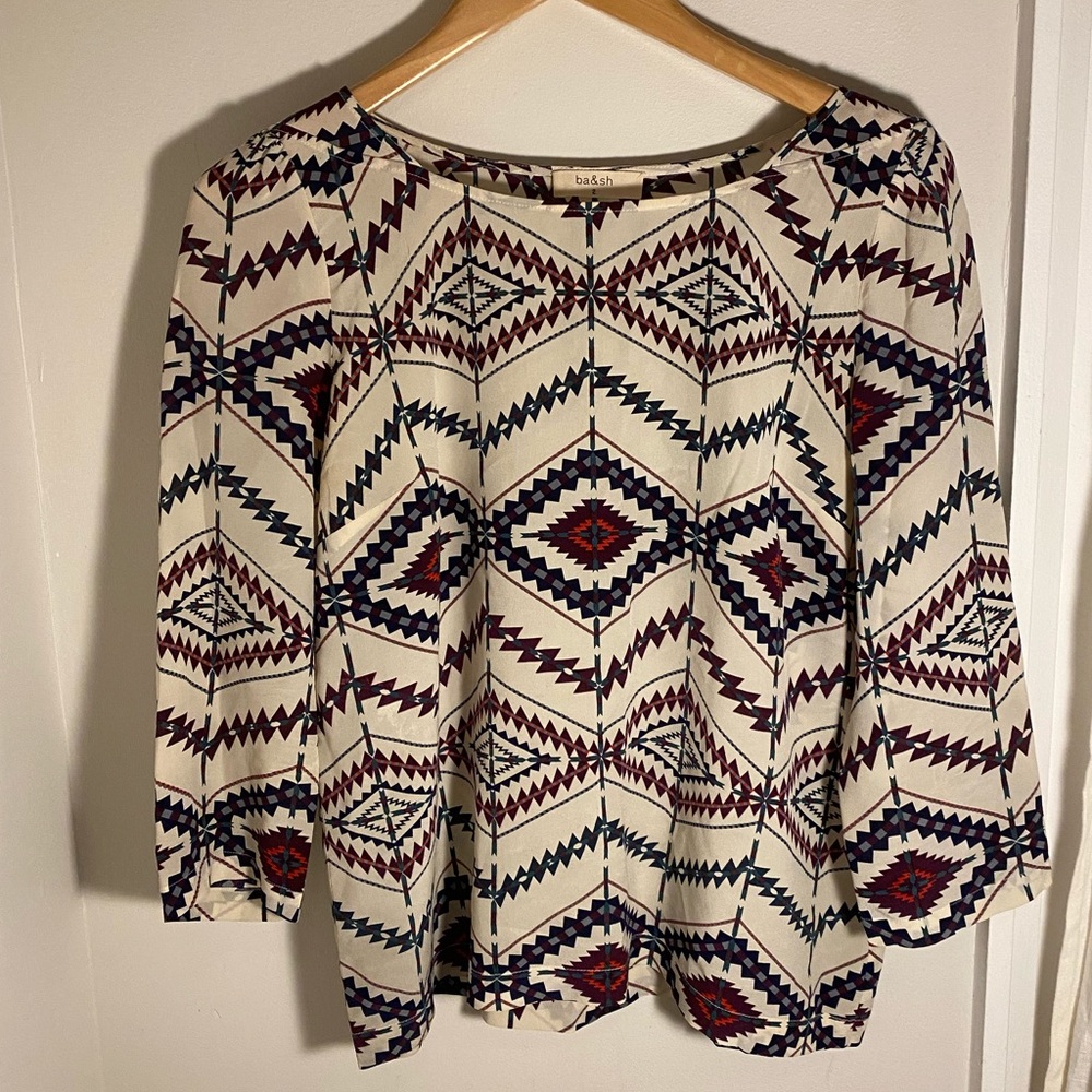 Ba&ash silky summer top with geometric print